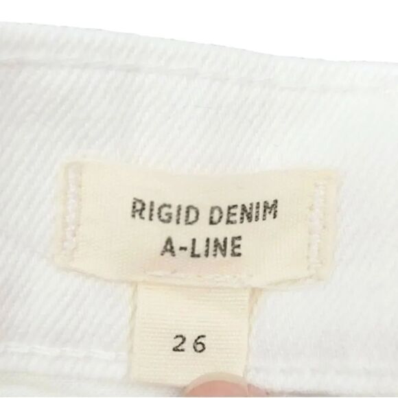 NEW Madewell Rigid Denim A-Line Mini Skirt in Tile White Button Front Edition 26 - Picture 7 of 11